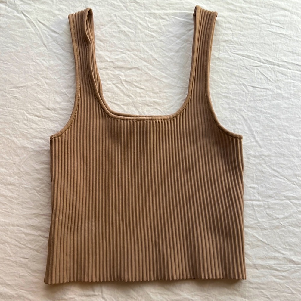 Forever 21 Tan Camel Ribbed Crop Top Tank Size Small